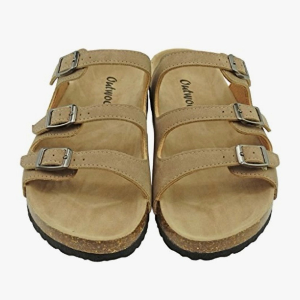 Outwoods Women's Bork-43 Vegan Leather Adjustable 3-Strap Slip-On Sandals